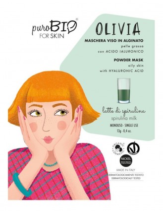 Masca peel-off ten gras OLIVIA spirulina, 13gr - PuroBio