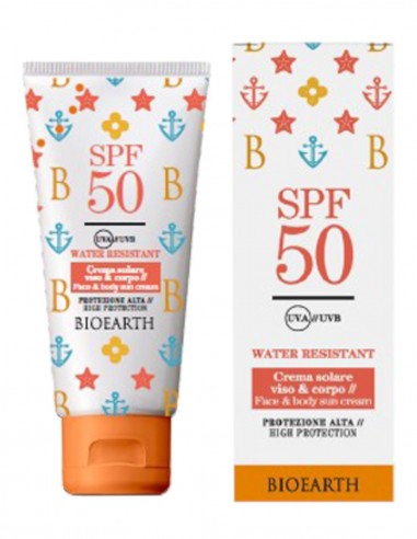 Crema solara SPF 50, fata si corp, rezistenta la apa, 100ml - Bioearth